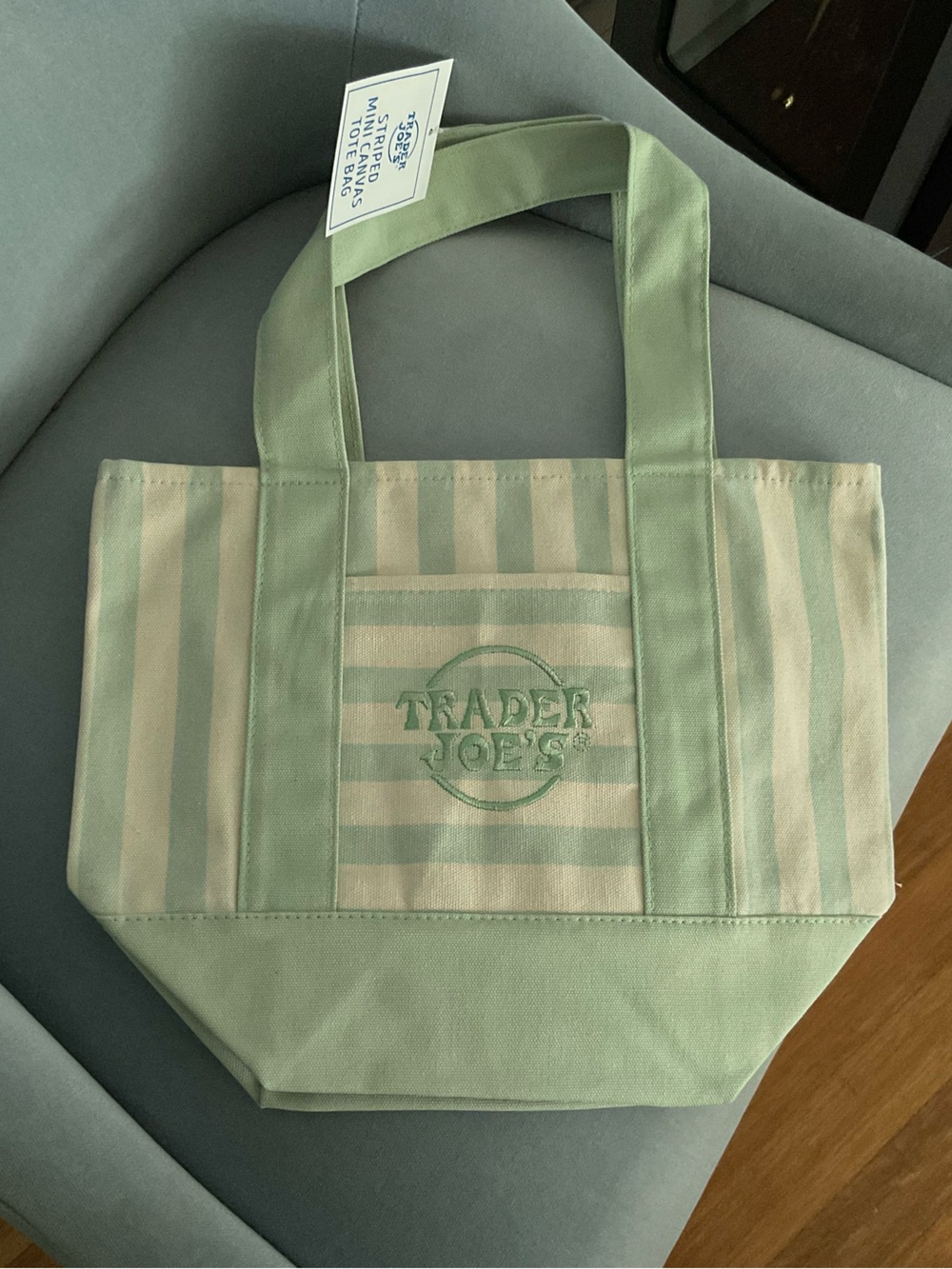 Trader Joe’s Striped Canvas  Mini Tote Bag